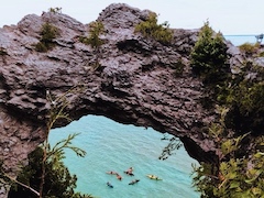 Exploring underwater caves near Arch Rock