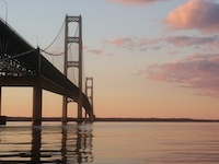 Kayak tour at the Mackinac Bridge