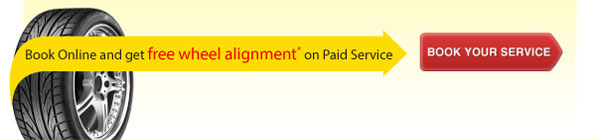 Book Online and get free wheel alignment* on Paid Service, 