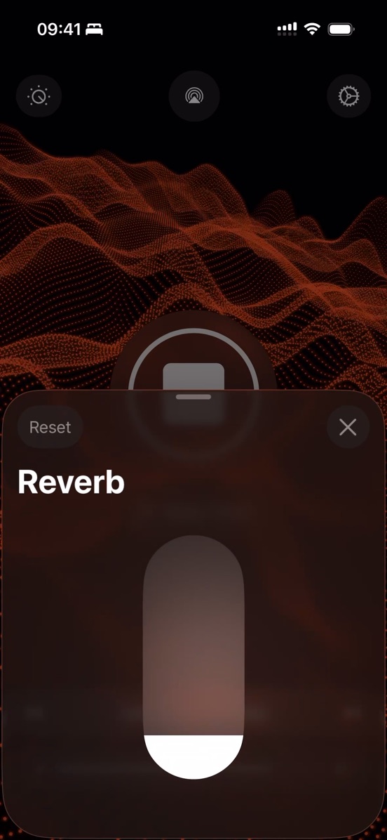 The Reverb control: a large slider