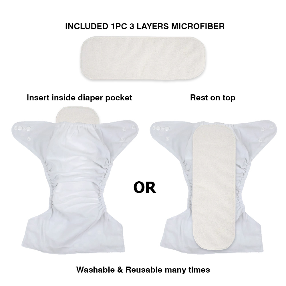 2 Pcs Reusable Baby Cloth Pocket Diaper One Size Washable Diaper Nappies - Picture 10 of 25