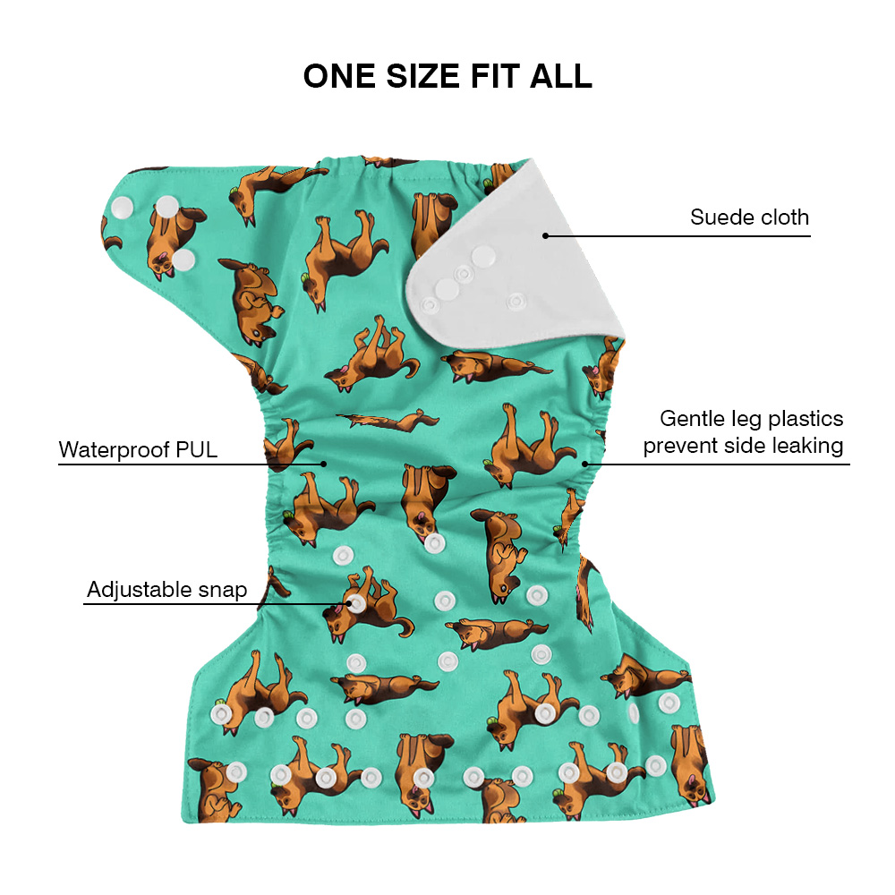 2 Pcs Reusable Baby Cloth Pocket Diaper One Size Washable Diaper Nappies - Picture 15 of 25