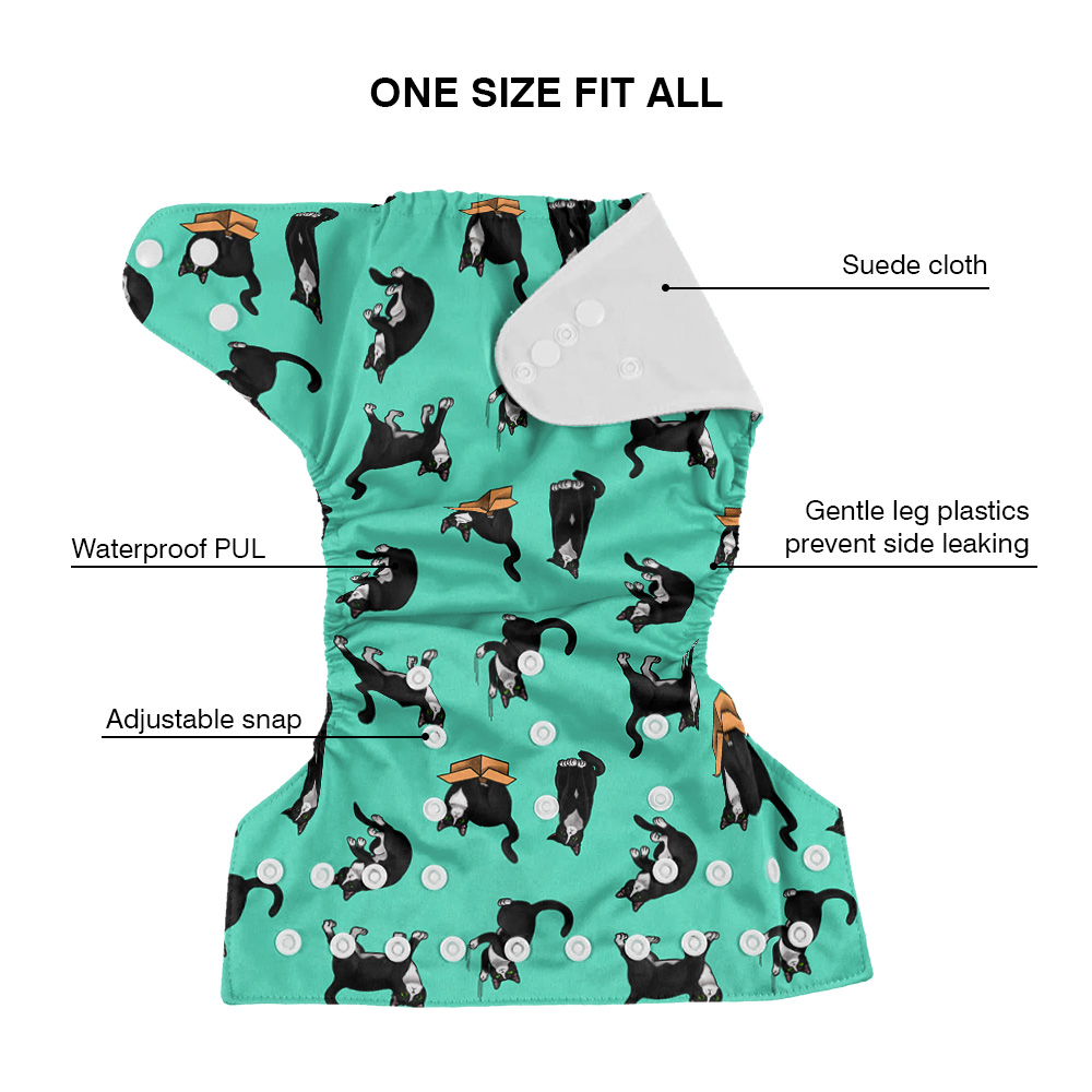 2 Pcs Reusable Baby Cloth Pocket Diaper One Size Washable Diaper Nappies - Picture 3 of 25