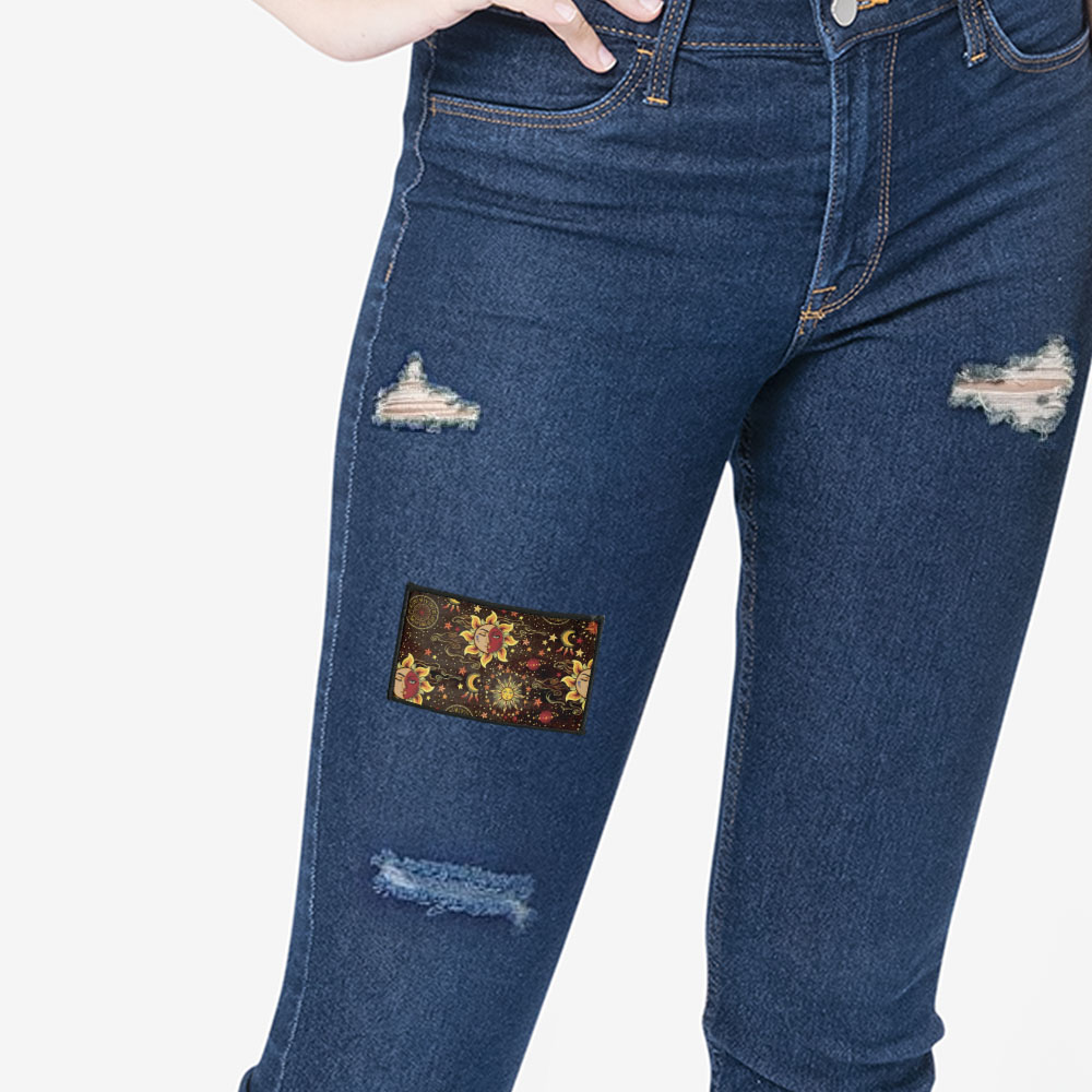 2 Stück Rechteck Bestickt Bügelbild Patches Nähen Patch auf Stoffe DIY Basteln - Bild 133 von 281