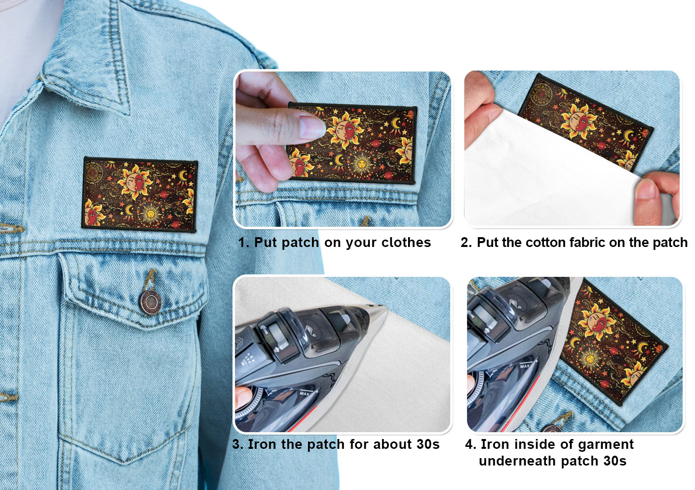 2 Stück Rechteck Bestickt Bügelbild Patches Nähen Patch auf Stoffe DIY Basteln - Bild 134 von 281