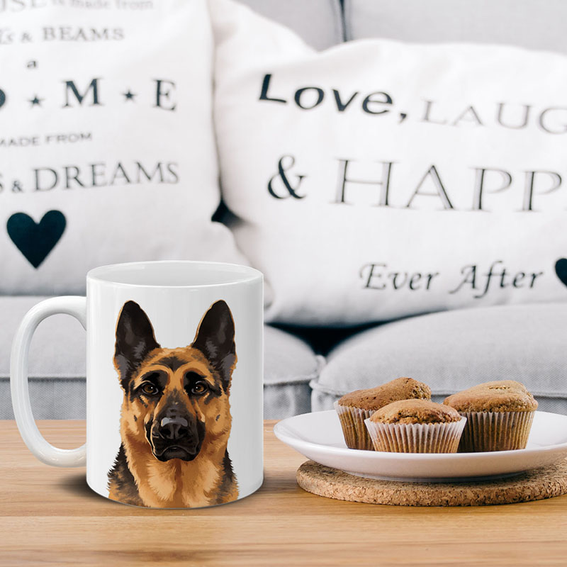 Dog Face Design Ceramic Travel Mug Home Tea Coffee Cup With Handgrip, 11 OZ - Picture 27 of 279