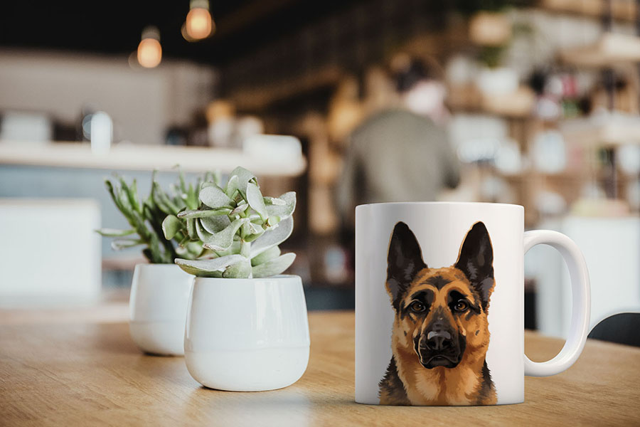 Dog Face Design Ceramic Travel Mug Home Tea Coffee Cup With Handgrip, 11 OZ - Picture 28 of 279