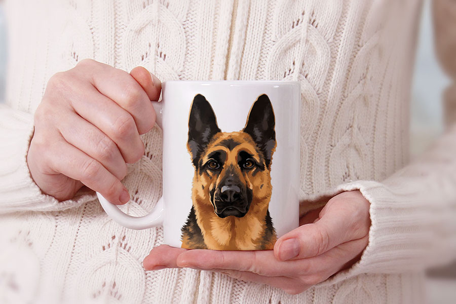 Dog Face Design Ceramic Travel Mug Home Tea Coffee Cup With Handgrip, 11 OZ - Picture 29 of 279