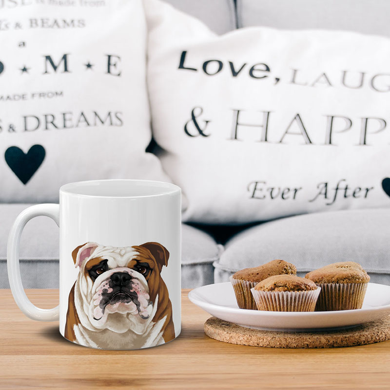 Dog Face Design Ceramic Travel Mug Home Tea Coffee Cup With Handgrip, 11 OZ - Picture 62 of 279