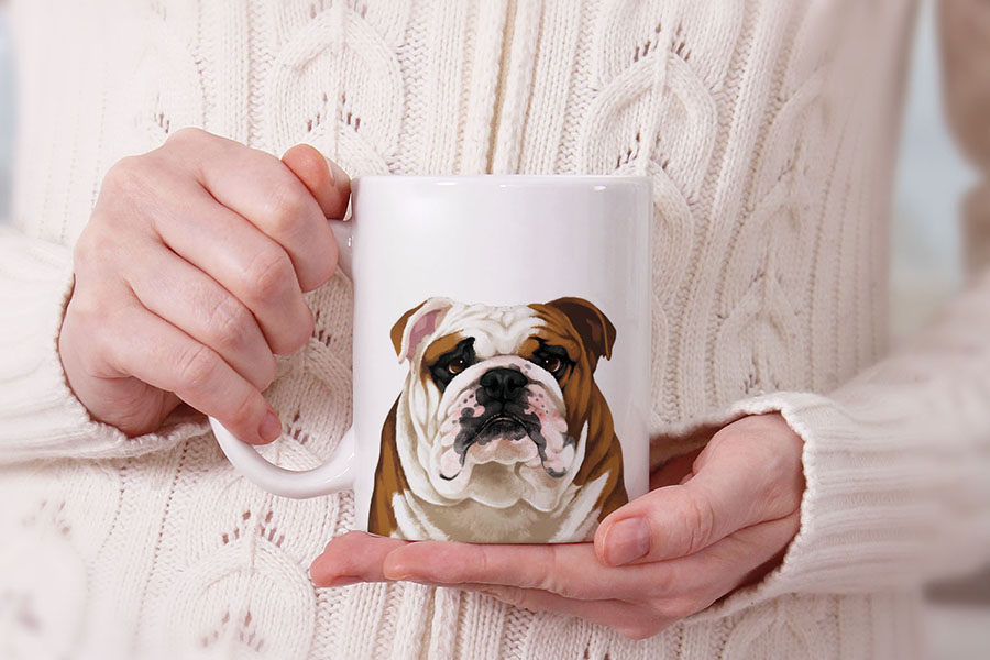 Dog Face Design Ceramic Travel Mug Home Tea Coffee Cup With Handgrip, 11 OZ - Picture 64 of 279