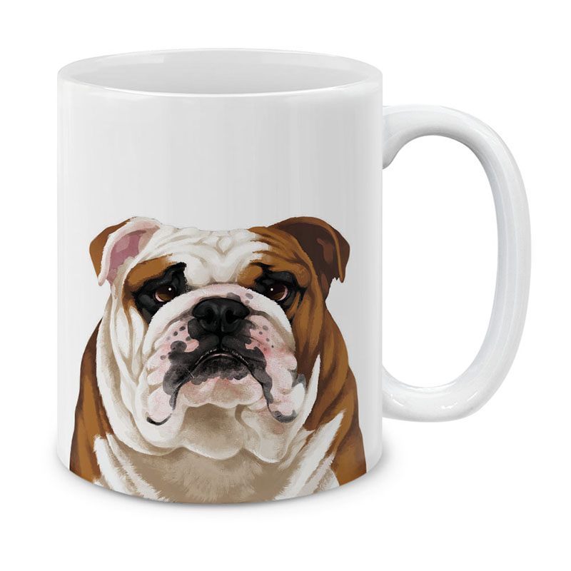 Dog Face Design Ceramic Travel Mug Home Tea Coffee Cup With Handgrip, 11 OZ - Picture 58 of 279