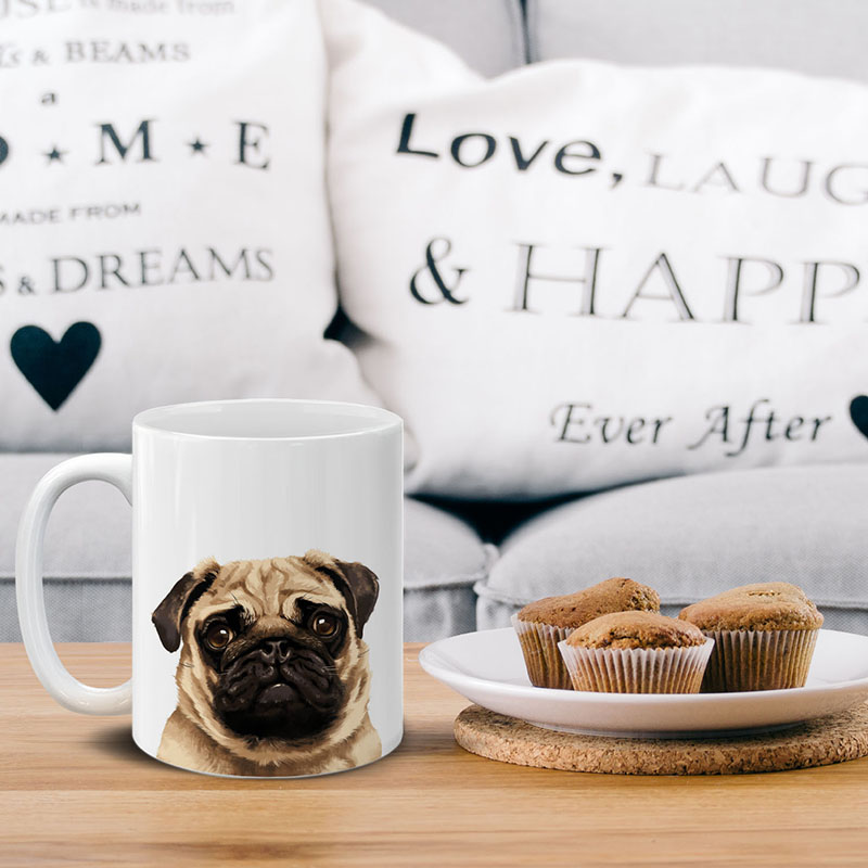 Dog Face Design Ceramic Travel Mug Home Tea Coffee Cup With Handgrip, 11 OZ - Picture 90 of 279