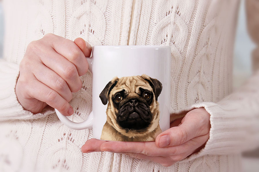 Dog Face Design Ceramic Travel Mug Home Tea Coffee Cup With Handgrip, 11 OZ - Picture 92 of 279
