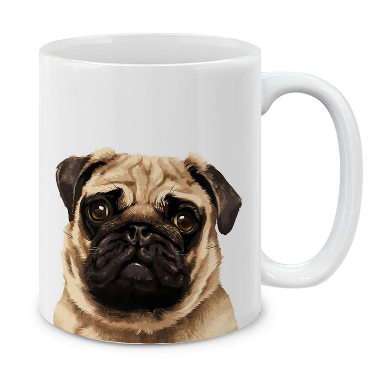 Dog Face Design Ceramic Travel Mug Home Tea Coffee Cup With Handgrip, 11 OZ - Picture 86 of 279