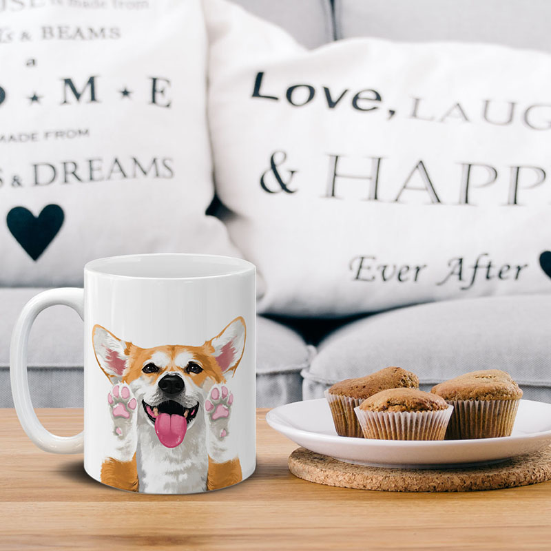 Dog Face Design Ceramic Travel Mug Home Tea Coffee Cup With Handgrip, 11 OZ - Picture 111 of 279
