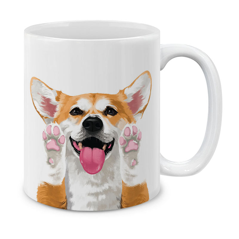 Dog Face Design Ceramic Travel Mug Home Tea Coffee Cup With Handgrip, 11 OZ - Picture 107 of 279