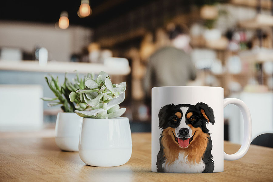 Dog Face Design Ceramic Travel Mug Home Tea Coffee Cup With Handgrip, 11 OZ - Picture 21 of 279