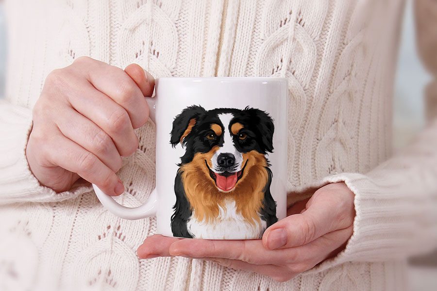 Dog Face Design Ceramic Travel Mug Home Tea Coffee Cup With Handgrip, 11 OZ - Picture 22 of 279