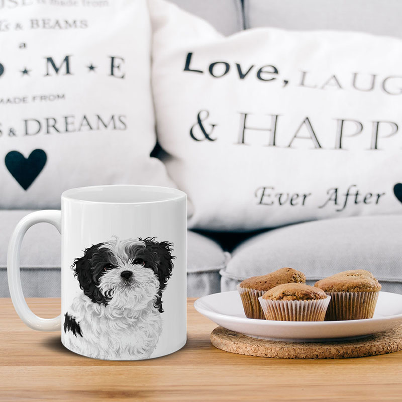 Dog Face Design Ceramic Travel Mug Home Tea Coffee Cup With Handgrip, 11 OZ - Picture 41 of 279