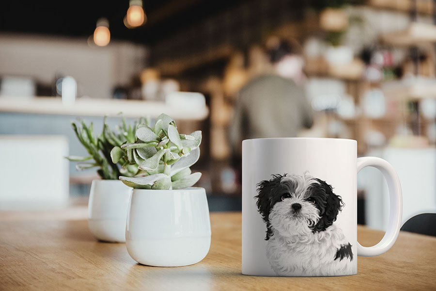 Dog Face Design Ceramic Travel Mug Home Tea Coffee Cup With Handgrip, 11 OZ - Picture 42 of 279