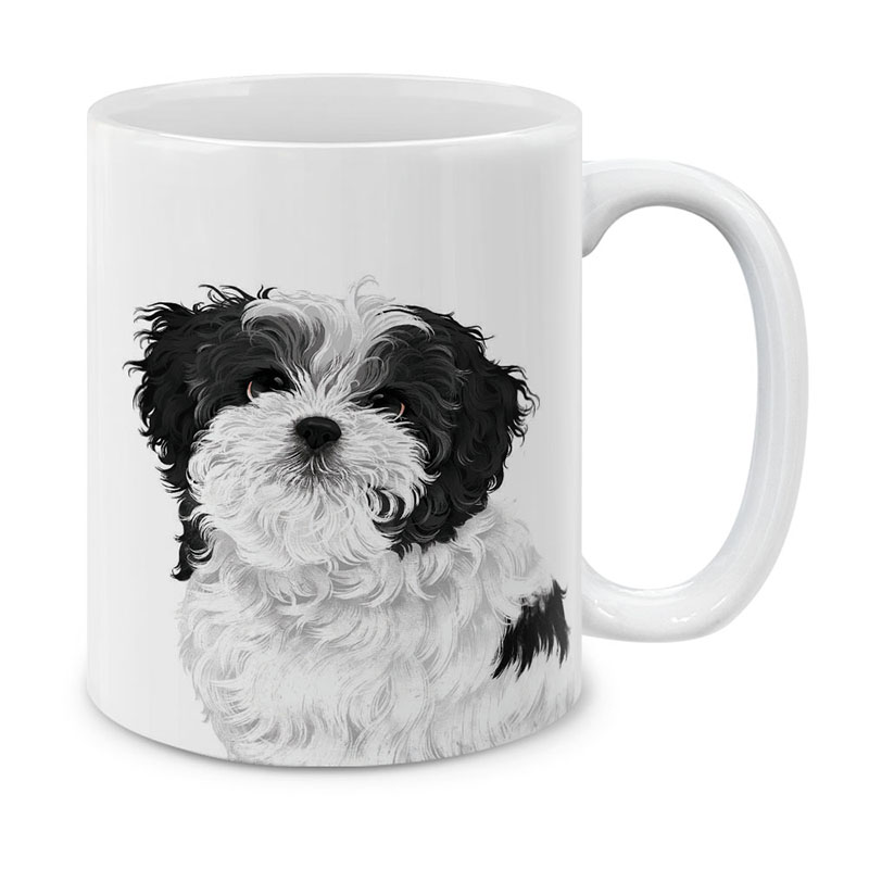 Dog Face Design Ceramic Travel Mug Home Tea Coffee Cup With Handgrip, 11 OZ - Picture 37 of 279