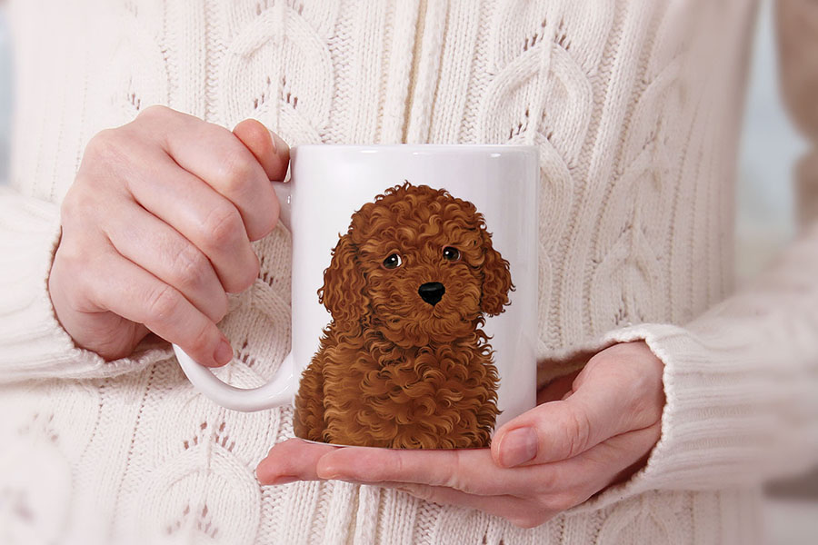 Dog Face Design Ceramic Travel Mug Home Tea Coffee Cup With Handgrip, 11 OZ - Picture 50 of 279