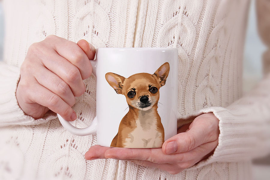 Dog Face Design Ceramic Travel Mug Home Tea Coffee Cup With Handgrip, 11 OZ - Picture 71 of 279