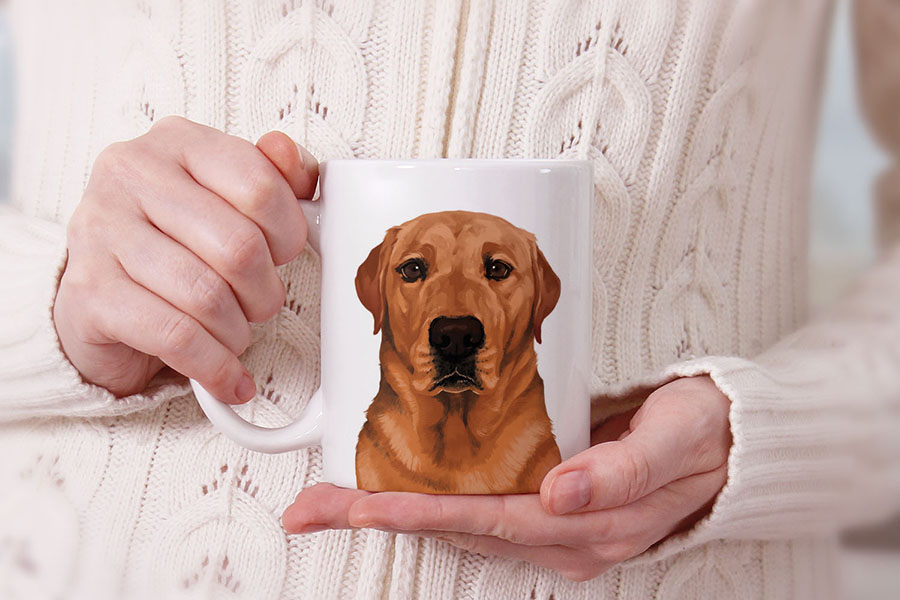 Dog Face Design Ceramic Travel Mug Home Tea Coffee Cup With Handgrip, 11 OZ - Picture 106 of 279