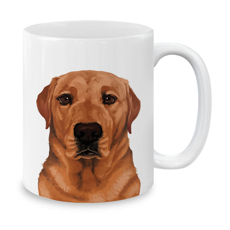 Dog Face Design Ceramic Travel Mug Home Tea Coffee Cup With Handgrip, 11 OZ - Picture 100 of 279
