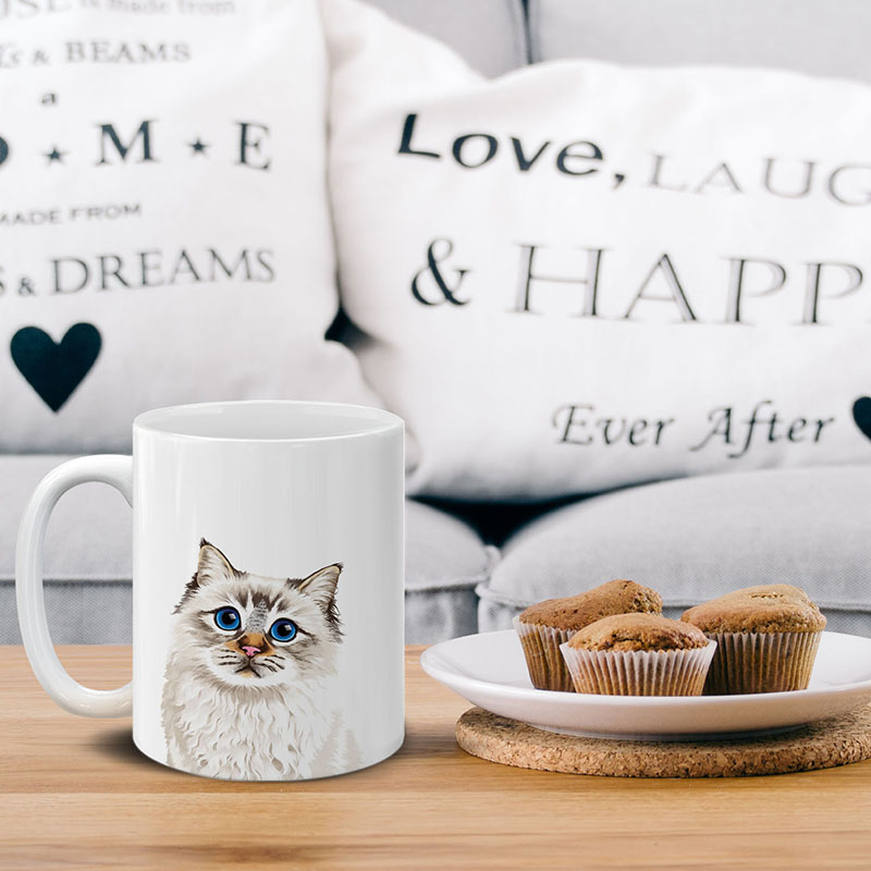 Dog Face Design Ceramic Travel Mug Home Tea Coffee Cup With Handgrip, 11 OZ - Picture 132 of 279