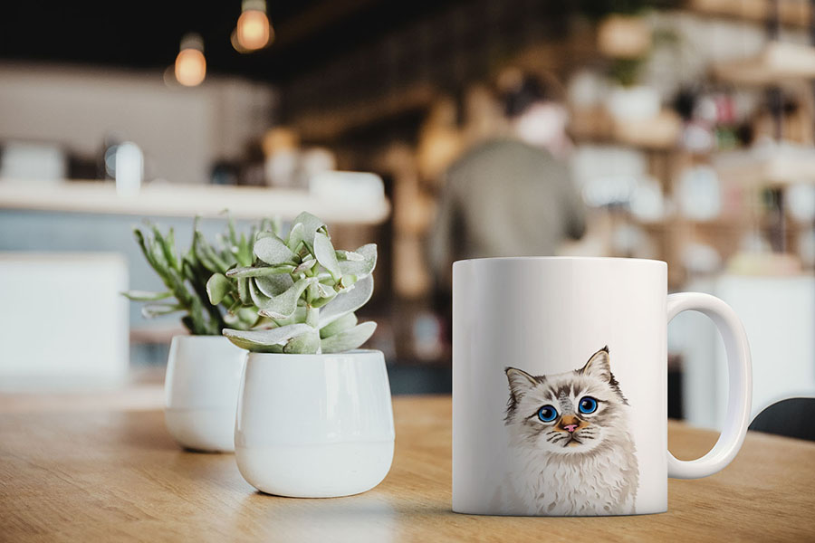 Dog Face Design Ceramic Travel Mug Home Tea Coffee Cup With Handgrip, 11 OZ - Picture 133 of 279