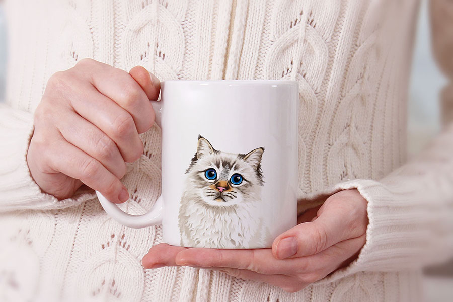 Dog Face Design Ceramic Travel Mug Home Tea Coffee Cup With Handgrip, 11 OZ - Picture 134 of 279