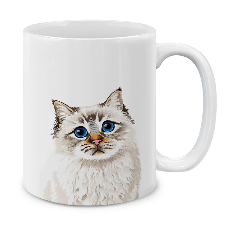 Dog Face Design Ceramic Travel Mug Home Tea Coffee Cup With Handgrip, 11 OZ - Picture 128 of 279