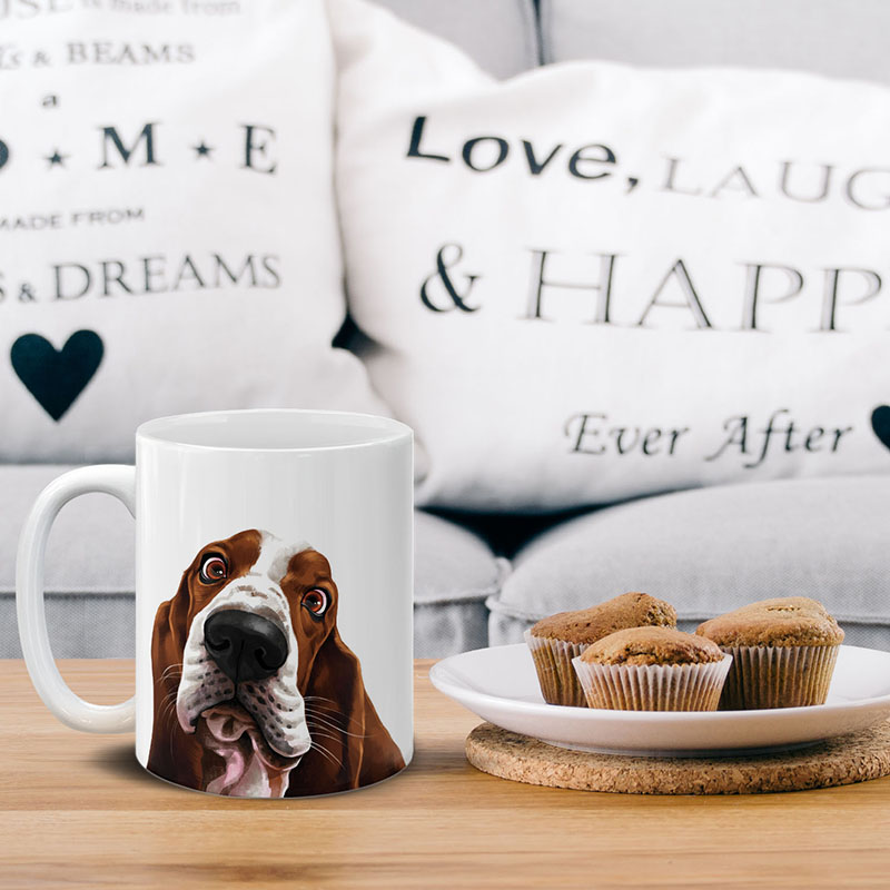 Dog Face Design Ceramic Travel Mug Home Tea Coffee Cup With Handgrip, 11 OZ - Picture 6 of 279