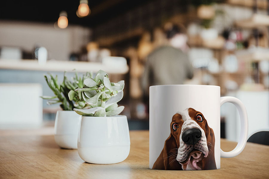 Dog Face Design Ceramic Travel Mug Home Tea Coffee Cup With Handgrip, 11 OZ - Picture 7 of 279