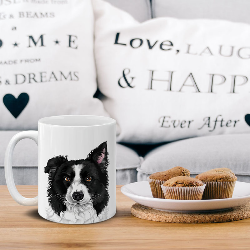 Dog Face Design Ceramic Travel Mug Home Tea Coffee Cup With Handgrip, 11 OZ - Picture 13 of 279