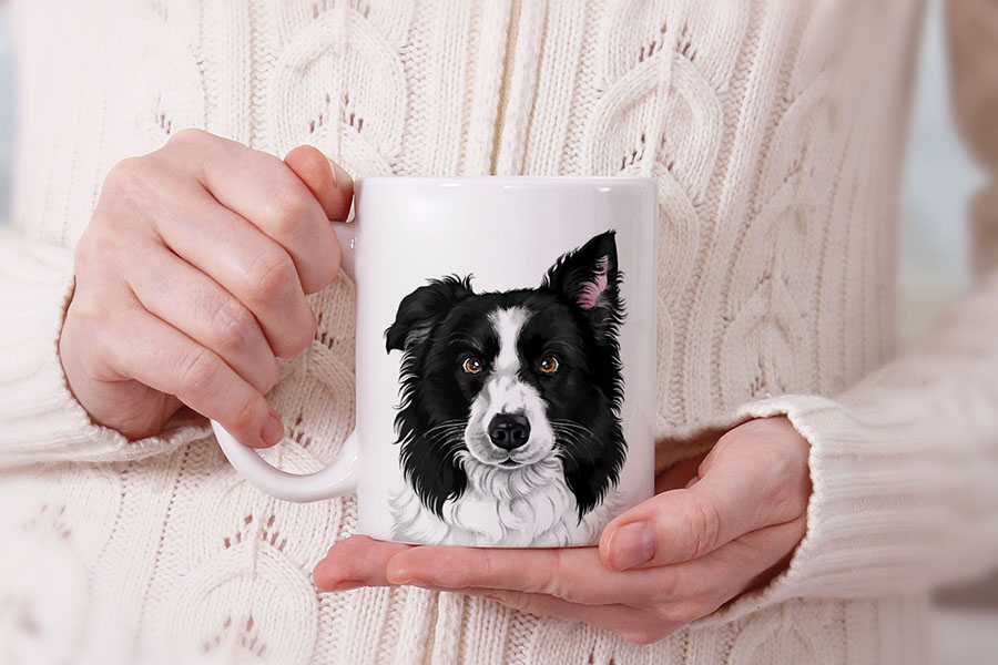Dog Face Design Ceramic Travel Mug Home Tea Coffee Cup With Handgrip, 11 OZ - Picture 15 of 279