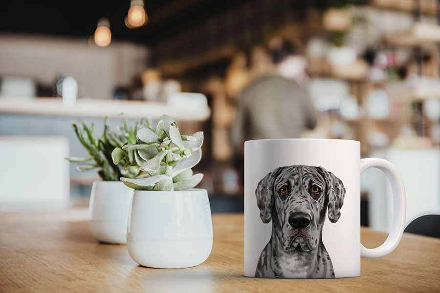 Dog Face Design Ceramic Travel Mug Home Tea Coffee Cup With Handgrip, 11 OZ - Picture 84 of 279