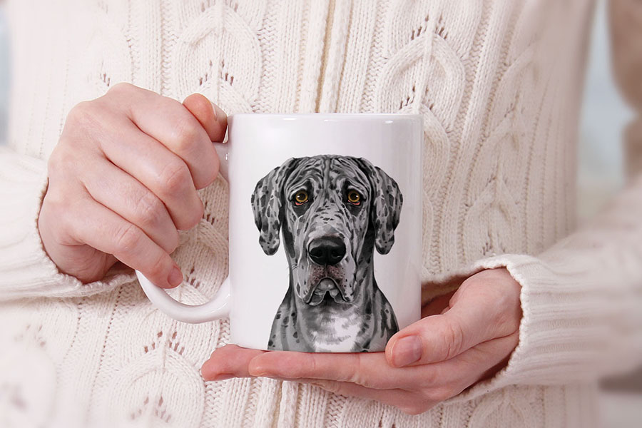 Dog Face Design Ceramic Travel Mug Home Tea Coffee Cup With Handgrip, 11 OZ - Picture 85 of 279