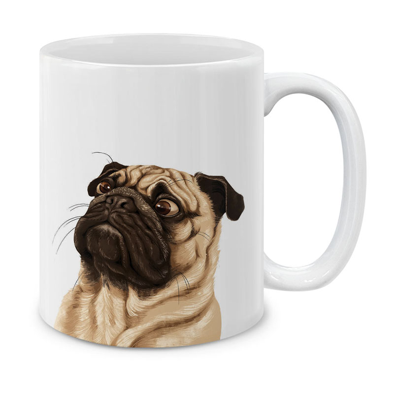 Dog Face Design Ceramic Travel Mug Home Tea Coffee Cup With Handgrip, 11 OZ - Picture 51 of 279