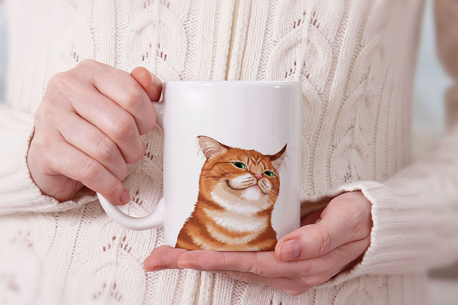 Dog Face Design Ceramic Travel Mug Home Tea Coffee Cup With Handgrip, 11 OZ - Picture 141 of 279