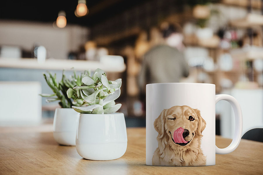 Dog Face Design Ceramic Travel Mug Home Tea Coffee Cup With Handgrip, 11 OZ - Picture 154 of 279