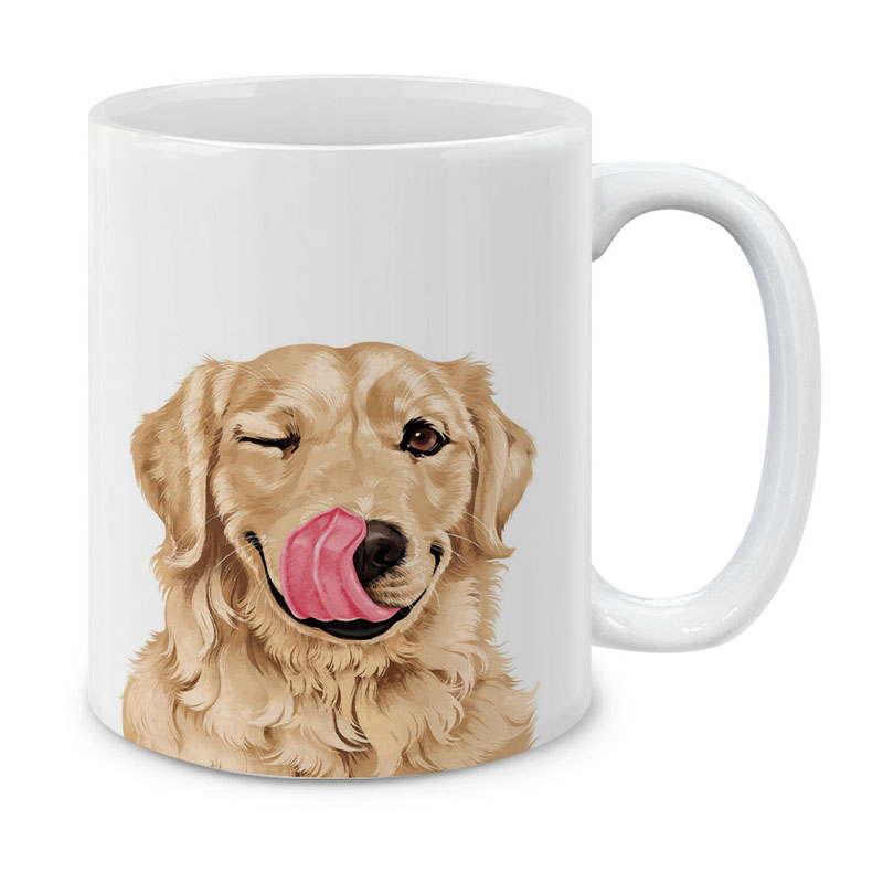 Dog Face Design Ceramic Travel Mug Home Tea Coffee Cup With Handgrip, 11 OZ - Picture 149 of 279