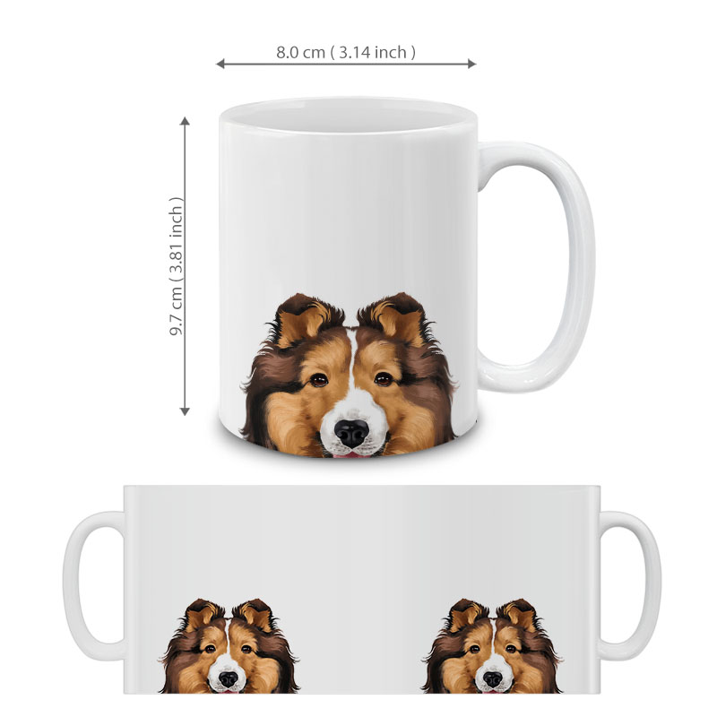 Dog Face Design Ceramic Travel Mug Home Tea Coffee Cup With Handgrip, 11 OZ - Picture 278 of 279