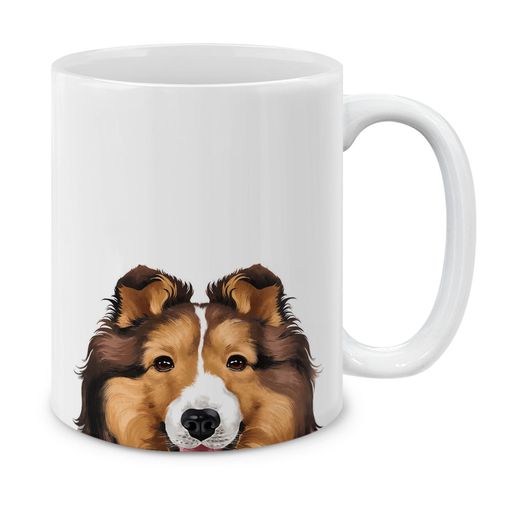 Dog Face Design Ceramic Travel Mug Home Tea Coffee Cup With Handgrip, 11 OZ - Picture 275 of 279