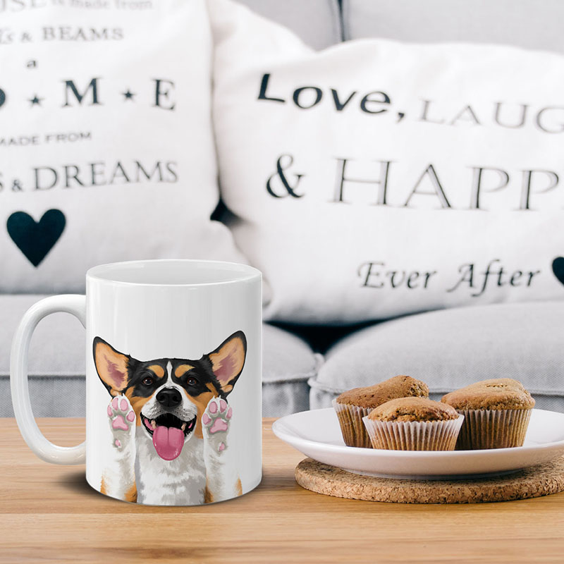 Dog Face Design Ceramic Travel Mug Home Tea Coffee Cup With Handgrip, 11 OZ - Picture 34 of 279