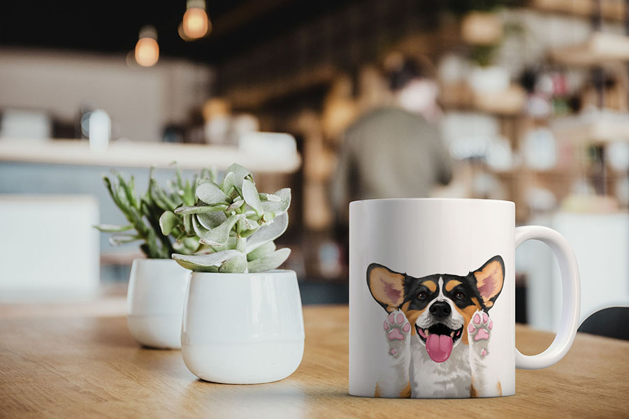 Dog Face Design Ceramic Travel Mug Home Tea Coffee Cup With Handgrip, 11 OZ - Picture 35 of 279