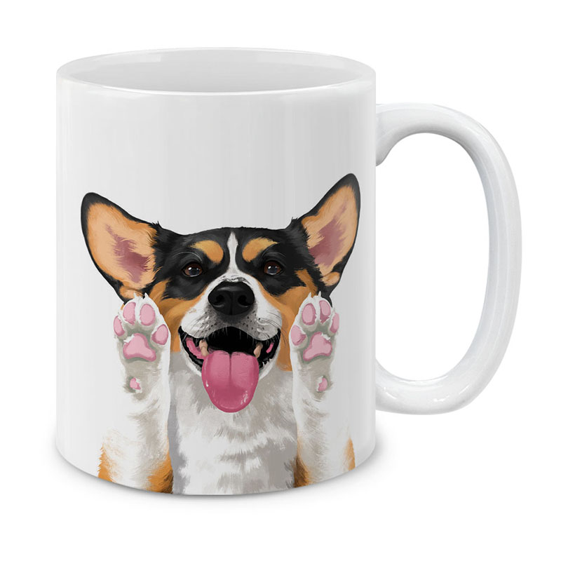 Dog Face Design Ceramic Travel Mug Home Tea Coffee Cup With Handgrip, 11 OZ - Picture 30 of 279