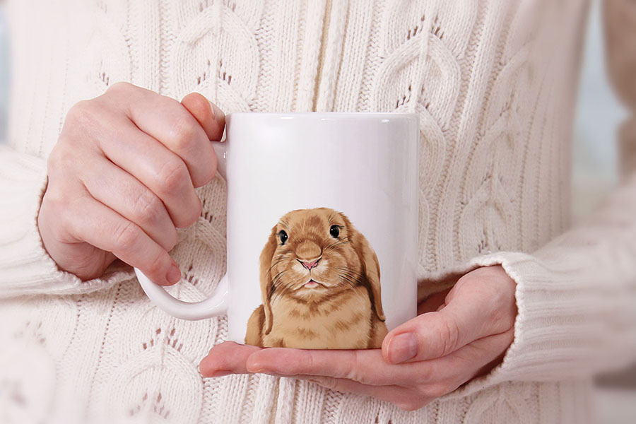 Dog Face Design Ceramic Travel Mug Home Tea Coffee Cup With Handgrip, 11 OZ - Picture 78 of 279