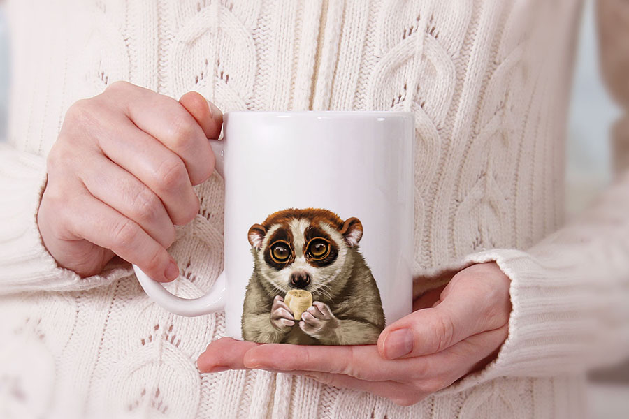 Dog Face Design Ceramic Travel Mug Home Tea Coffee Cup With Handgrip, 11 OZ - Picture 99 of 279